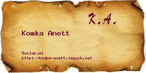 Komka Anett névjegykártya